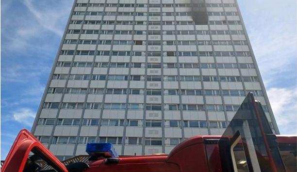 London Fire Brigade Helps In Extinguishing Fire At High-Rise Block In Shepherd's Bush