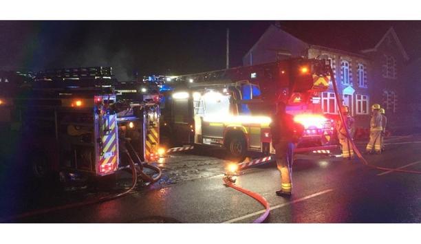 Mid And West Wales Fire And Rescue Service Responds To Fire At A Commercial Garage In Gwaun Cae-Gurwen, Wales