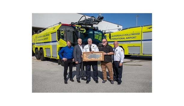 Rosenbauer Delivers Aircraft Rescue And Fire Fighting PANTHER At FLL Airport, Florida During Push-Back Ceremony