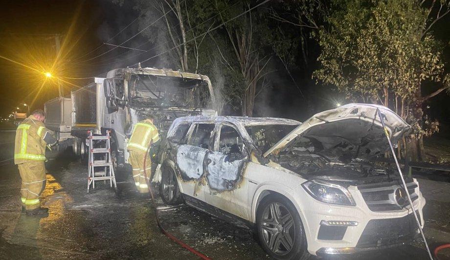FRNSW Battles Car And Truck Fire In Sydney's West
