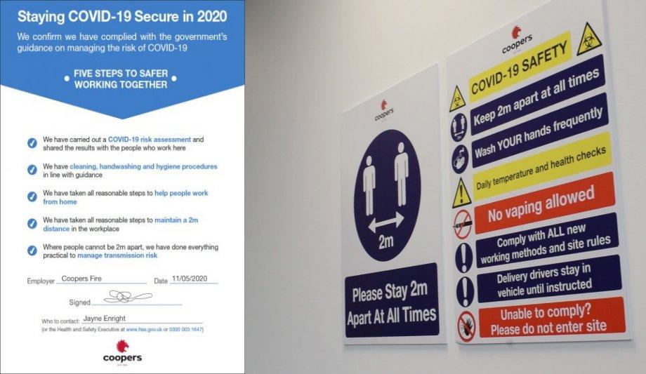 Coopers Fire Complying With The UK Government COVID-19 Guidance To Ensure The Workplace Is A Safe Environment