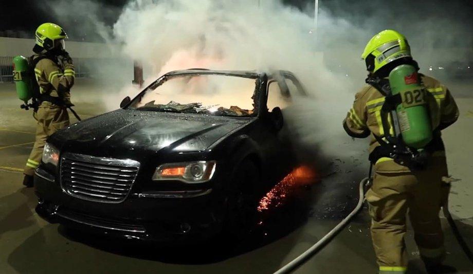 FRNSW Battles Car Fire In Sydney Car Park