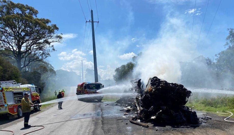 Fire Crew Extinguishes Blaze On M1 At Lake Macquarie