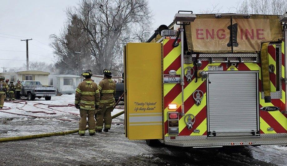 Idaho Falls Fire Helps To Fight A Structure Fire At Hobson’s Trailer Court