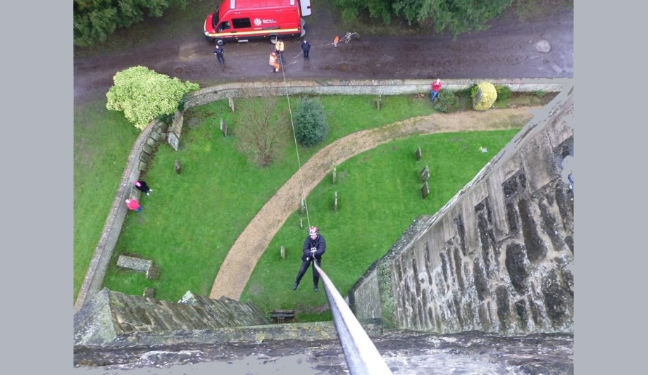 Kent Fire And Rescue Service, In Collaboration With Kent Police, Carries Out Mock Rescue Drill At Chevening Church Tower