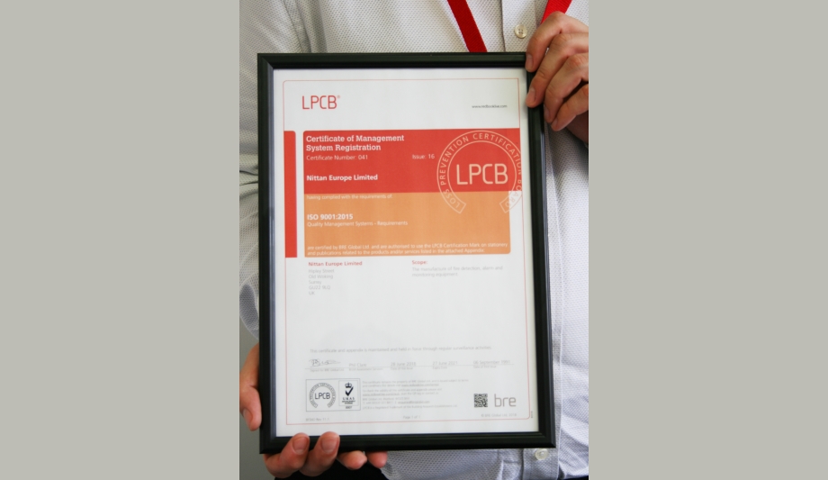 Nittan Europe Awarded ISO 9001:2015 Certification For Delivering High Quality Products And Systems
