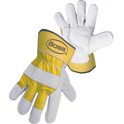 Protective Industrial Products 1JL4095YL Heavy Side Split Select Cowhide Leather Palm Glove with Fabric Back - Safety Cuff
