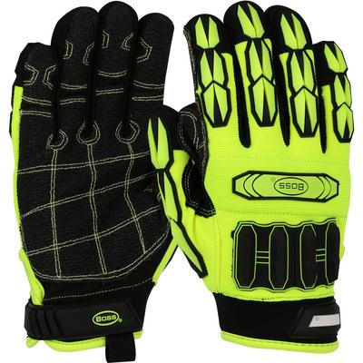 Protective Industrial Products 1JM750 Impact High-Vis, Synthetic Leather Palm, Neoprene Wrist