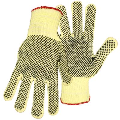 Protective Industrial Products 1KK2202 Seamless Knit Aramid/Cotton/Poly Bleneded Glove with Double-Sided PVC Dot Grip - Ribbed Knit Wrist