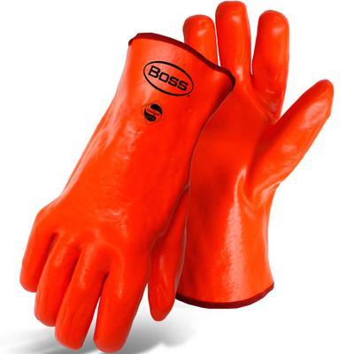 Protective Industrial Products 1SP3512 Fully Coated, Single Dip Fluorescent Orange PVC with Foam Insulated Liner and Smooth Grip
