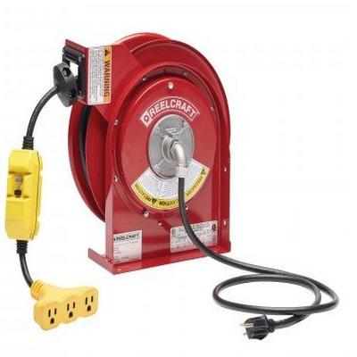 L 4545 123 9G  – 12/3 45 ft. Premium Duty Triple Outlet w/ GFCI Power Cord Reel
