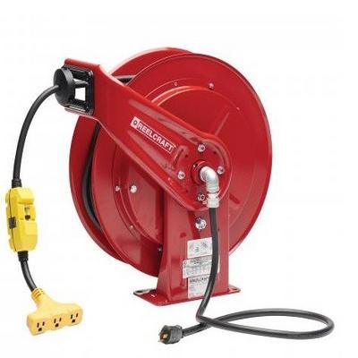 L 70100 123 9G  – 12/3 100 ft. Heavy Duty Triple Outlet w/GFCI Power Cord Reel