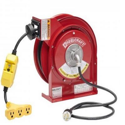 L 4545 123 9GC – 12/3 45 ft. Premium Duty Triple Outlet w/ GFCI Power Cord Reel