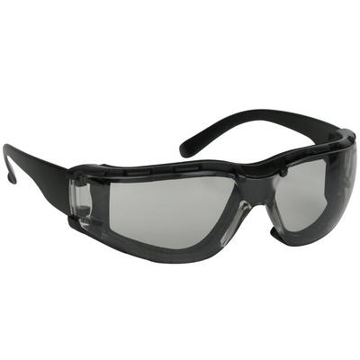 Protective Industrial Products 250-00-F051 Rimless Safety Glasses with Black Temple, Light Gray Lens, Foam Padding and Anti-Scratch / Anti-Fog Coating