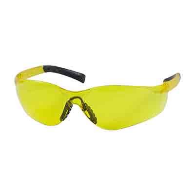 Protective Industrial Products 250-08-5509 Rimless Safety Glasses with Amber Temple, Amber Lens and Anti-Scratch / Anti-Fog Coating