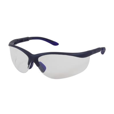 Protective Industrial Products 250-21-0100 Semi-Rimless Safety Glasses with Blue Frame, Clear Lens and Anti-Scratch Coating