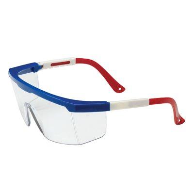 Protective Industrial Products 250-24-0301 Semi-Rimless Safety Glasses with Red / White / Blue Frame, Gray Lens and Anti-Scratch Coating