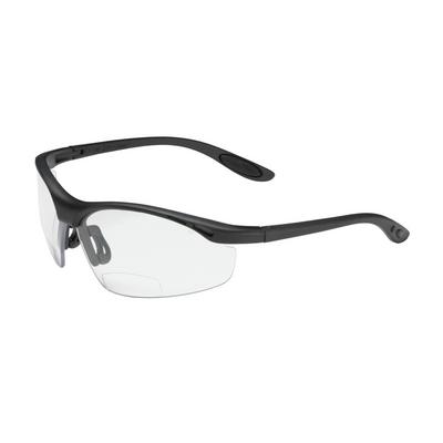 Protective Industrial Products 250-25-0010 Semi-Rimless Safety Readers with Black Frame, Clear Lens and Anti-Scratch Coating - +1.00 Diopter