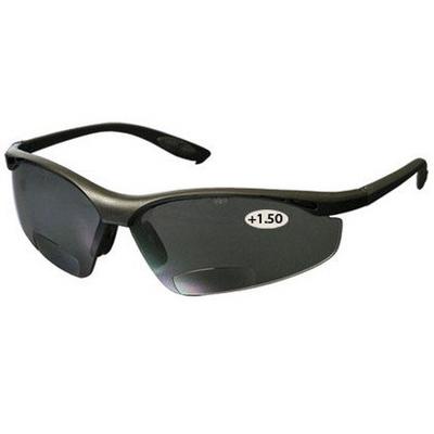 Protective Industrial Products 250-25-0115 Semi-Rimless Safety Readers with Black Frame, Gray Lens and Anti-Scratch Coating - +1.50 Diopter