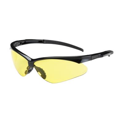 Protective Industrial Products 250-28-0009 Semi-Rimless Safety Glasses with Black Frame, Amber Lens and Anti-Scratch Coating