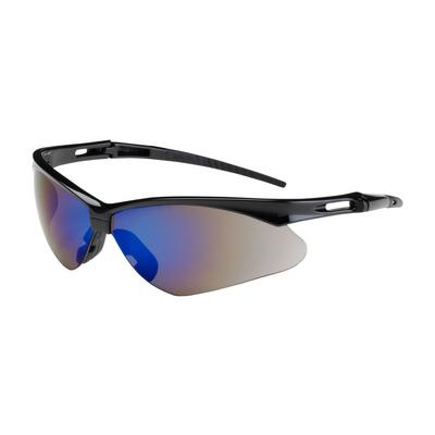 Protective Industrial Products 250-AN-10115 Semi-Rimless Safety Glasses with Black Frame, Blue Mirror Lens and Anti-Scratch Coating