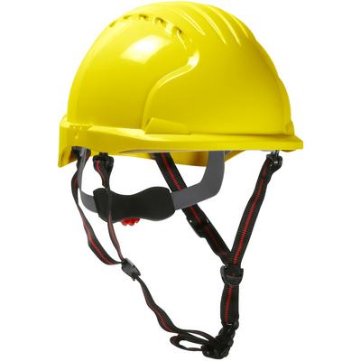 Protective Industrial Products 280-EV6151S-CH Short Brim Safety Helmet with HDPE Shell, 4-Point Chinstrap, 6-Point Suspension and Wheel Ratchet Adjustment