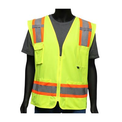 Protective Industrial Products 47215 ANSI Type R Class 2 Two-Tone Mesh Vest with Solid Front, Mesh Back and 