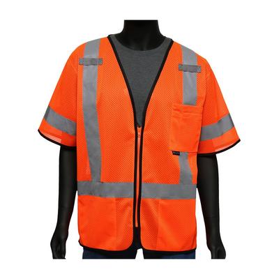 Protective Industrial Products 47303 ANSI Type R Class 3 Three Pocket Zipper Mesh Vest