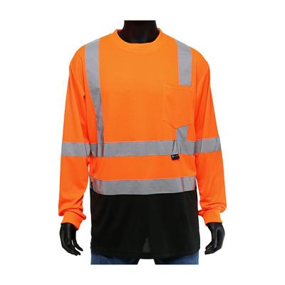 Protective Industrial Products 47411 ANSI Type R Class 3 Long Sleeve T-Shirt with Black Bottom Front