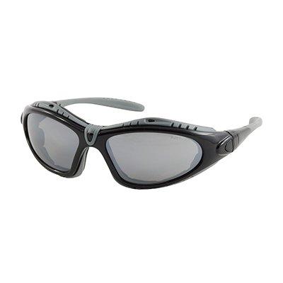 Protective Industrial Products 250-50-0425 Full Frame Safety Glasses with Black Frame, Foam Padding, Silver Mirror Lens and Anti-Scratch / Anti-Fog Coating