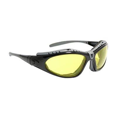 Protective Industrial Products 250-50-0429 Full Frame Safety Glasses with Black Frame, Foam Padding, Amber Lens and Anti-Scratch / Anti-Fog Coating