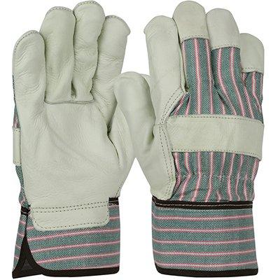 Protective Industrial Products 5150 Regular Grade Top Grain Cowhide Leather Palm Glove with Fabric Back - Rubberized Safety Cuff