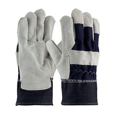 Protective Industrial Products 550-A Premium Grade Shoulder Split Cowhide Leather Palm Glove with Canvas Back - Rubberized Safety Cuff