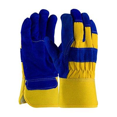 Protective Industrial Products 78-7863B Split Cowhide Leather Palm Glove with Fabric Back and Fleece Pile Lining - Rubberized Safety Cuff