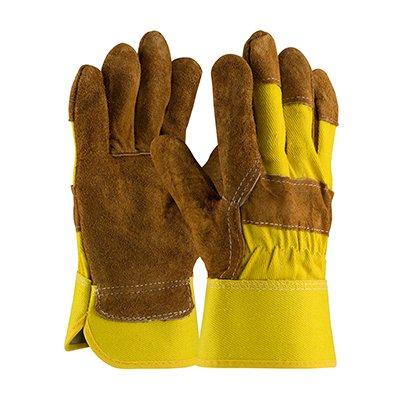 Protective Industrial Products 85-7513P Economy Grade Shoulder Split Cowhide Leather Palm Glove with Fabric Back - Rubberized Safety Cuff