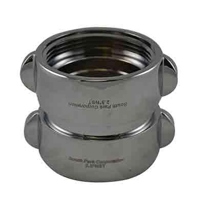 South park corporation DF4418MC DF44, 4.5 Customer Thread X 2.5 Customer Thread Double Female Adapter Brass Chrome Plated
