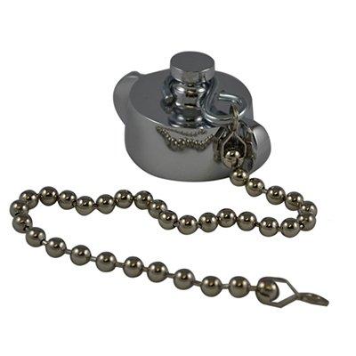 South park corporation HCC2802MC HCC28, 1 Customer Thread Female Cap Brass Chrome Plated with Chain, Rockerlug Tested to 500 psi