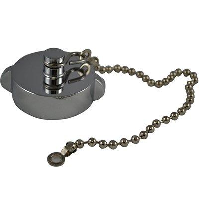 South park corporation HCC2804MC HCC28, 1.5 Customer Thread Female Cap Brass Chrome Plated with Chain, Rockerlug Tested to 500 psi