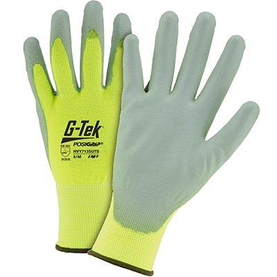 Protective Industrial Products HVY713SUTS Hi-Vis Seamless Knit Polyester Glove with Polyurethane Coated Flat Grip on Palm & Fingers-Touch Screen Compatible