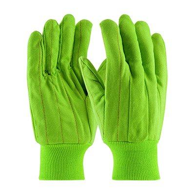 Protective Industrial Products K81SCNCGRI Hi-Vis Cotton / Polyester Double Palm Glove with Nap-in Finish - Knitwrist