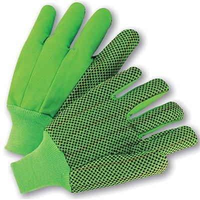 Protective Industrial Products K81SCNCORIPD Hi-Vis Corded Cotton/Poly Blend Glove with Nap-In Finish and PVC Dotted Grip on Palm, Thumb and Index Finger - 18 oz. Double Palm