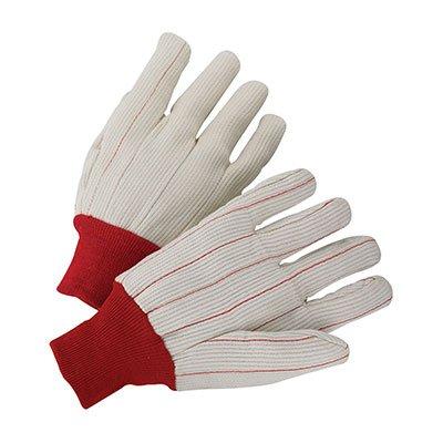 Protective Industrial Products K81SCNCRI Cotton Corded Double Palm Glove with Red Knitwrist