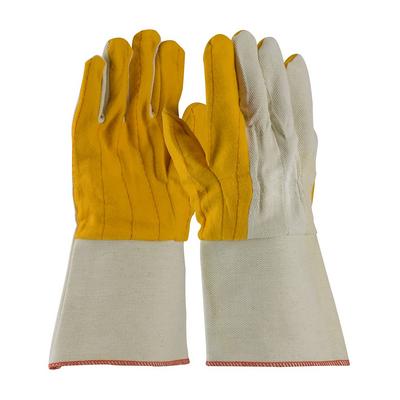 Protective Industrial Products M18G Cotton Chore Glove with Double Layer Palm, Canvas Back and Nap-out Finish - Rubberized Gauntlet Cuff