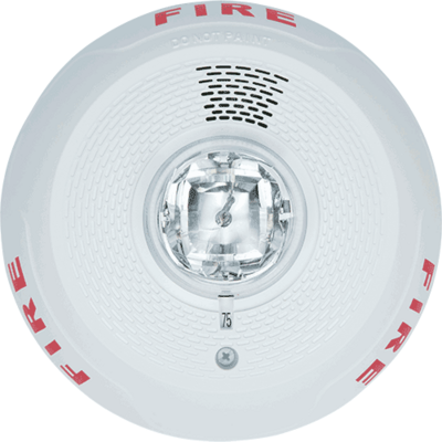 System sensor PC4WL L-Series, white, ceiling-mountable, clear lens, 4-wire, horn strobe marked 