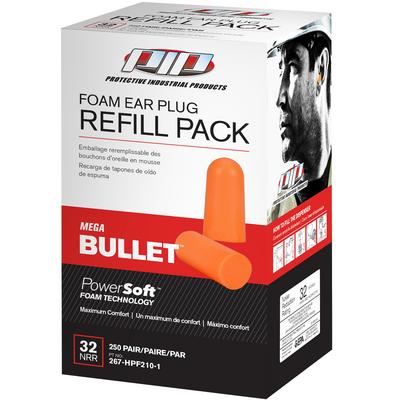 Protective Industrial Products 267-HPF210-1 Disposable Soft Polyurethane Foam Ear Plugs - Dispenser Refill Pack