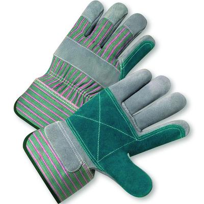 Protective Industrial Products 83-528DP Select Grade Shoulder Split Cowhide Leather Double Palm Glove with Fabric Back - Plasticized Safety Cuff