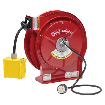 Reelcraft L 5550 123 7AC 12/3 50 ft. Duplex Outlet Box w/GFCI Power Cord Reel