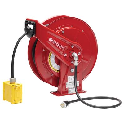 Reelcraft L 70075 123 7B 12/3 75 ft. Duplex Outlet Box Power Cord Reel