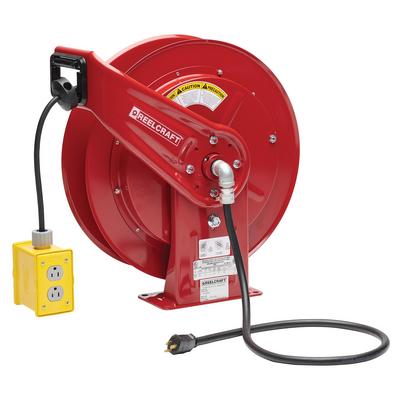Reelcraft L 70075 123 7P 12/3 75 ft. Quad Box Outlet Power Cord Reel