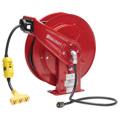 Reelcraft L 70075 123 9G 12/3 75 ft. Triple Outlet w/GFCI Power Cord Reel